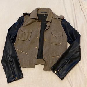Tan and black pleather jacket